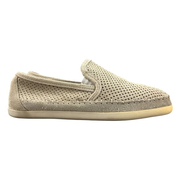 Minnetonka Womens Size 10 Pacific Tan Leather Perforated Slip On Moccasins Shoes - Picture 1 of 15